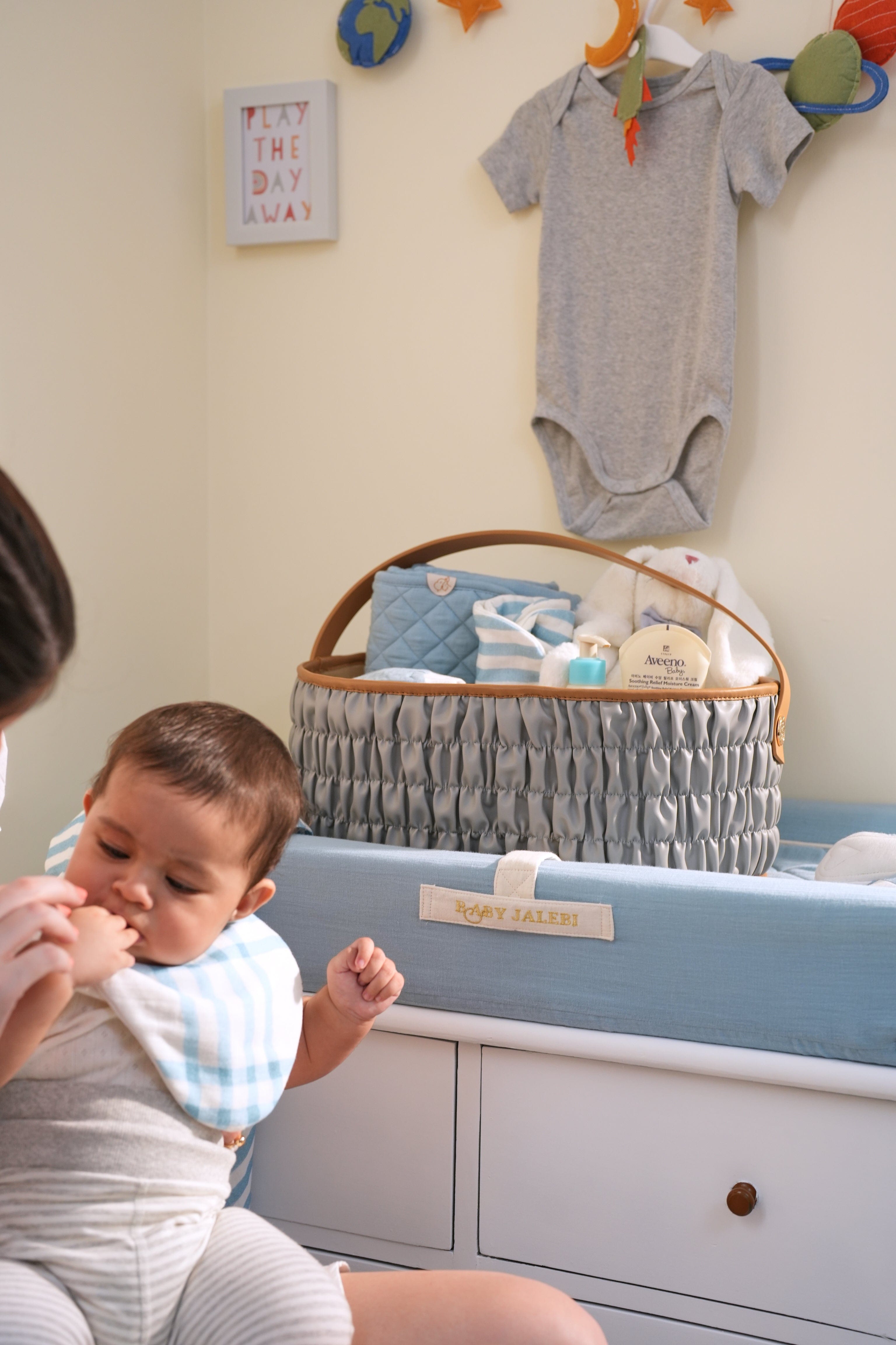 Baby Changing Station with Safety Straps - Portable Diaper Changing Pad for Travel & Nursery - Soft Blue Waterproof Fabric for Easy Cleaning | Perfect for Home, Daycare & On-the-Go Parents