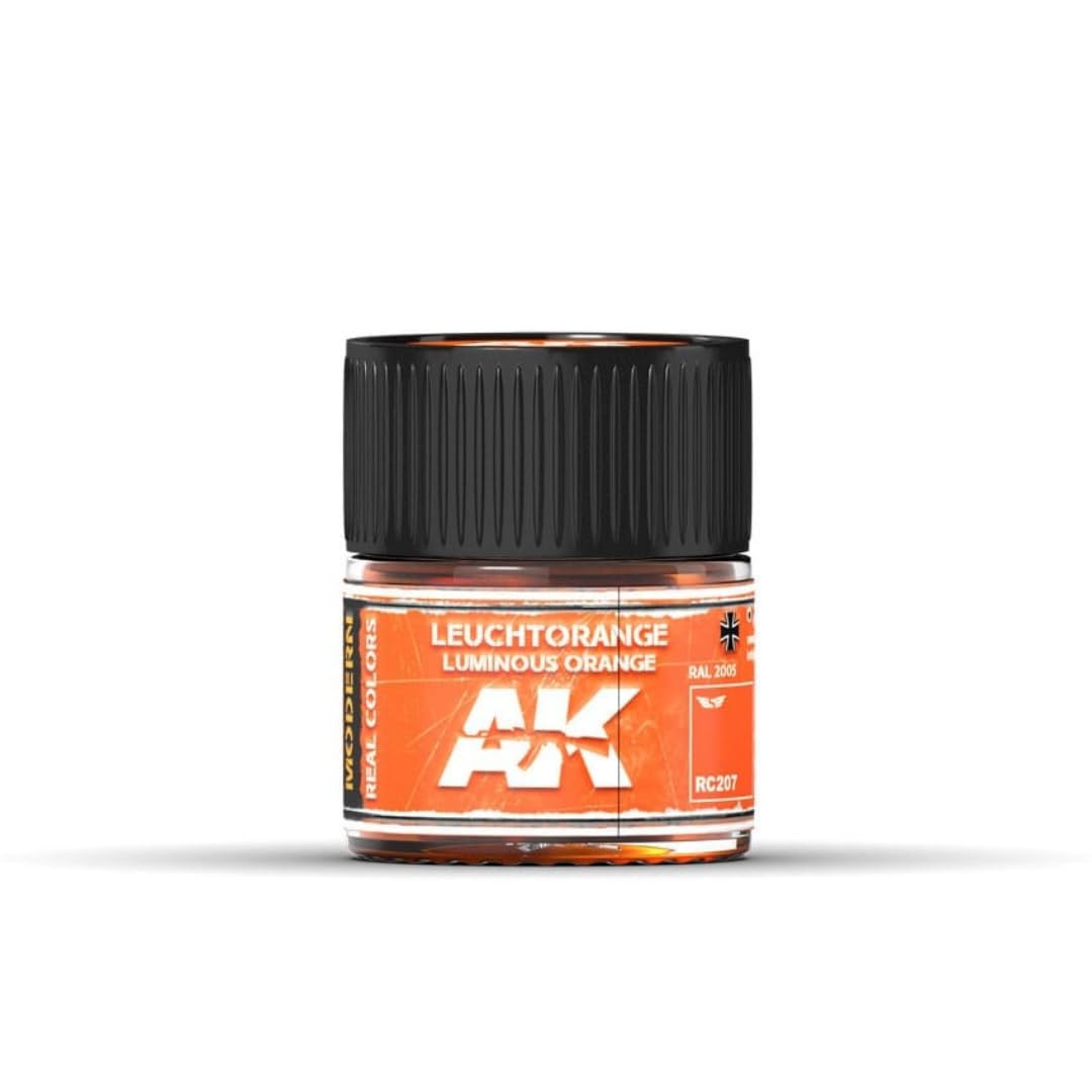 AK Interactive Real Color Air Single Paint Line 10ml - RC207 Luminous Orange | High-Quality Model Paint for Airbrushing | Perfect for Scale Models, Miniatures & DIY Crafts