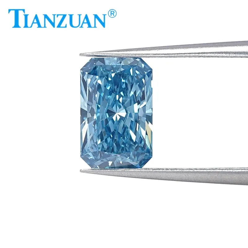 Radiant Cut Lab Grown CVD Diamond - Fancy Vivid Blue VVS1/VS2 3EX Certified Loose Gemstone | Engagement Rings, Wedding Bands & Fine Jewelry Making