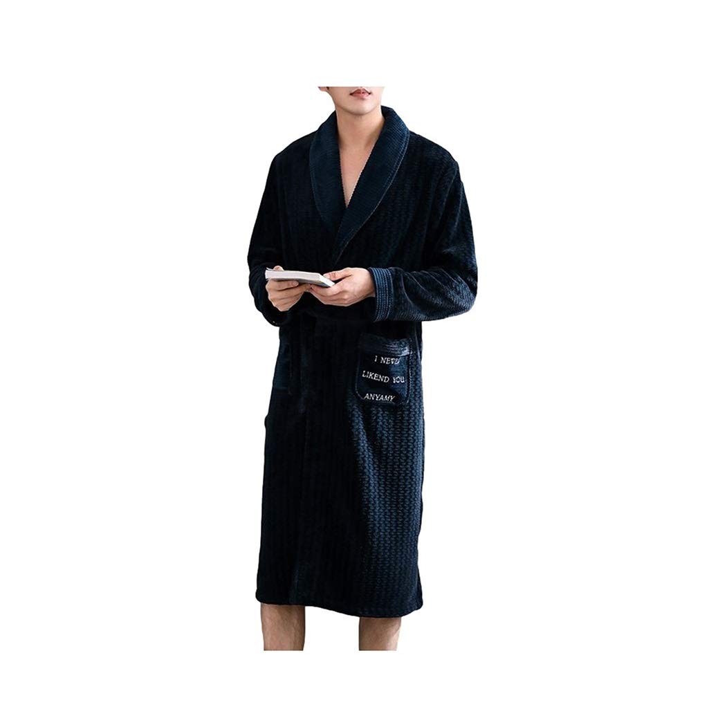 Premium Men's Long Plush Bath Robe - Soft & Warm Hotel Spa Robe, Sleepwear Pajamas, Housecoat, Kimono Gown (Blue, XXX-Large) - Perfect for Relaxing at Home, Spa Days & Lounging
