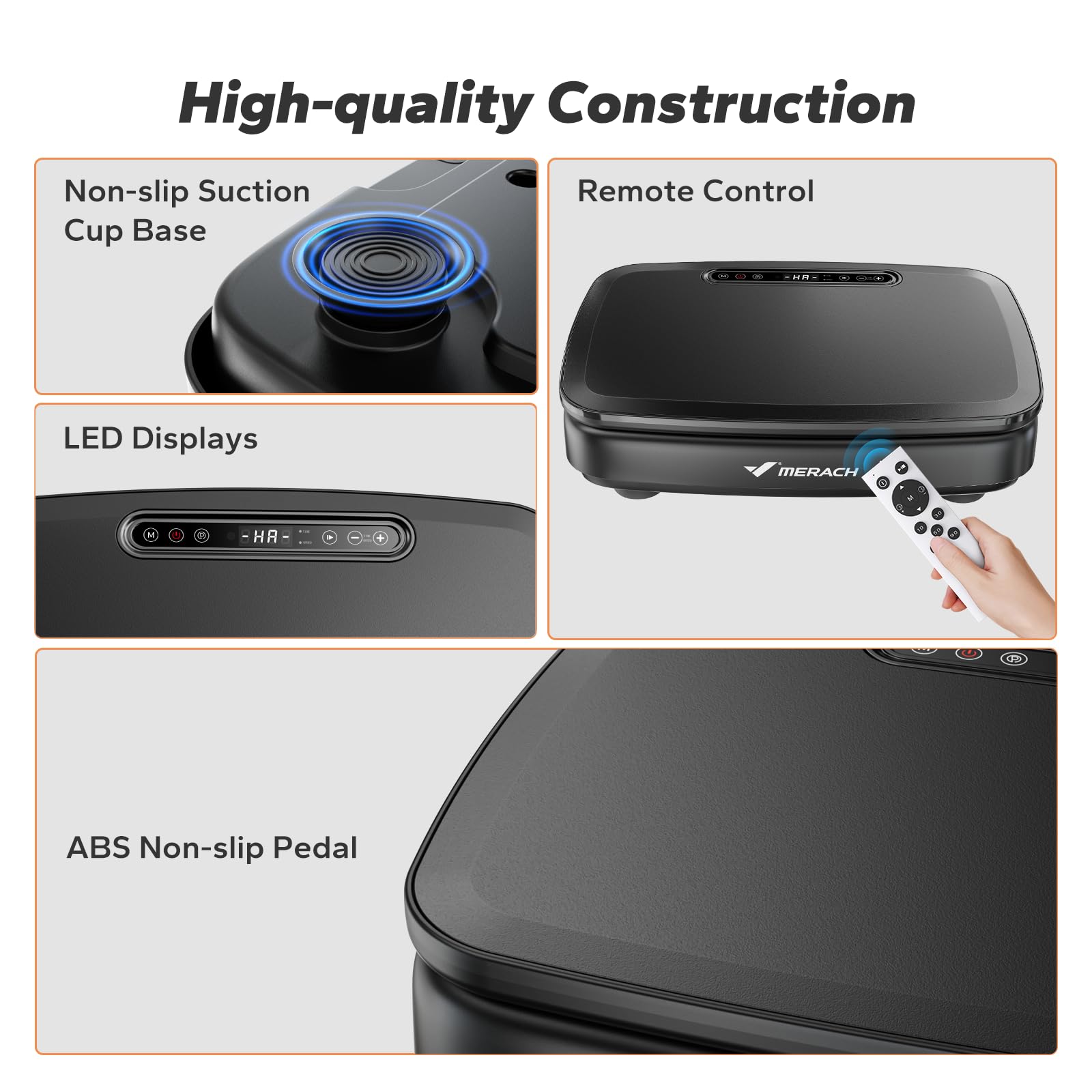 MERACH Vibration Plate Exercise Machine for Home Workouts - Whole Body Vibration Platform with 2 Resistance Bands & LED Display - Fitness Equipment for Women & Men - Perfect for Weight Loss, Muscle Toning & Recovery
