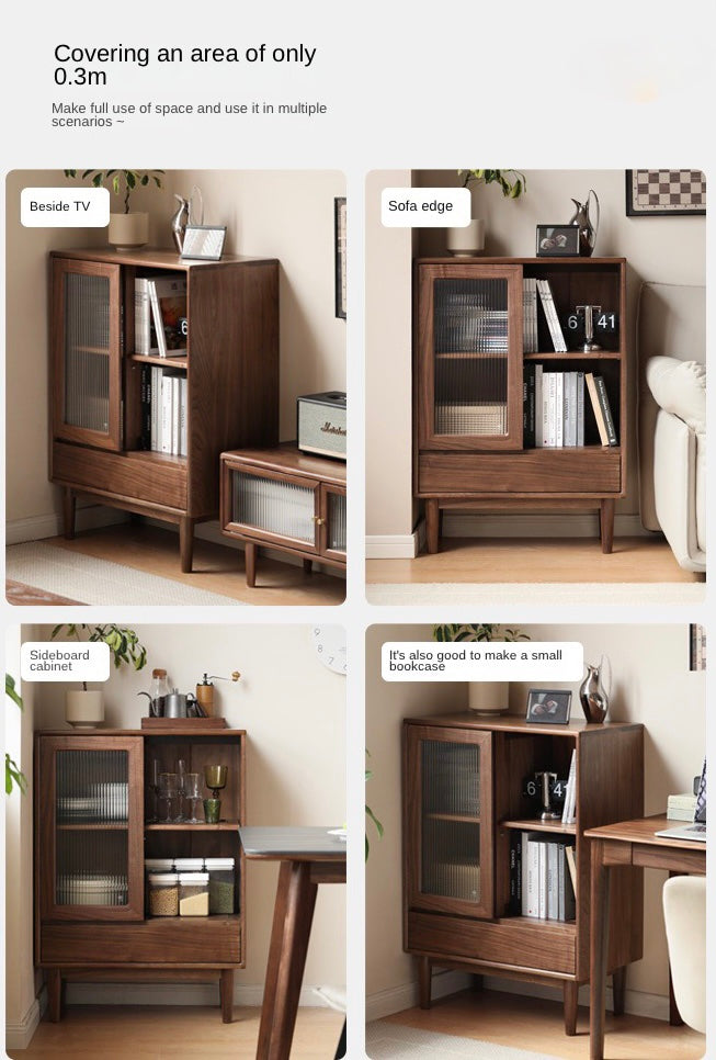 Premium Black Walnut Solid Wood Side Cabinet - North American FAS Grade Hardwood - Perfect for Living Room, Bedroom & Office Storage