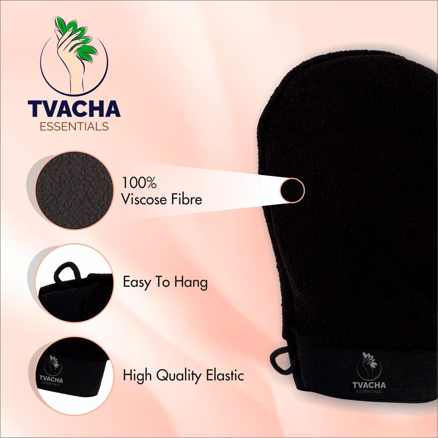 TVACHA ESSENTIALS Exfoliating Gloves for Face & Body - Organic Skincare Scrubber for Dead Skin & Tan Removal - Men & Women Bath & Shower Essential - Perfect for Spa, Home Use & Travel