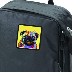 Dean Russo Pug Art Peel & Stick Decorative Patch - Adhesive Iron-On Applique for Jackets, Bags & DIY Crafts