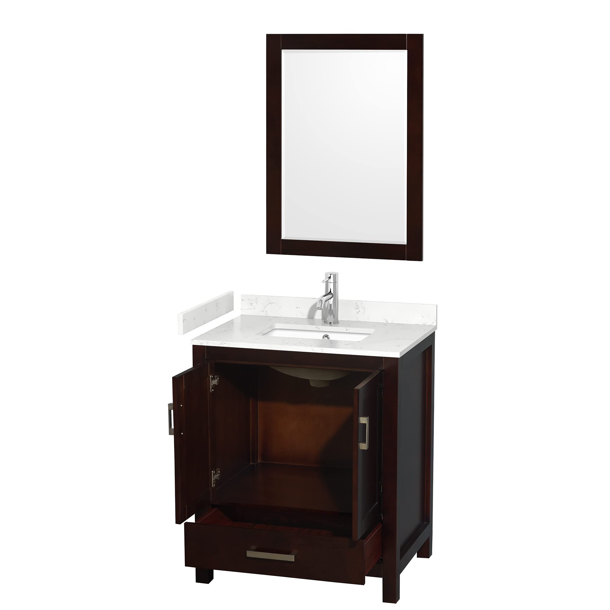Wyndham Collection WCS141430SESC2UNSM24 Sheffield Vanity Set, Espresso Finish - Modern Bathroom Vanity with Sink for Home Remodeling & Bathroom Upgrade
