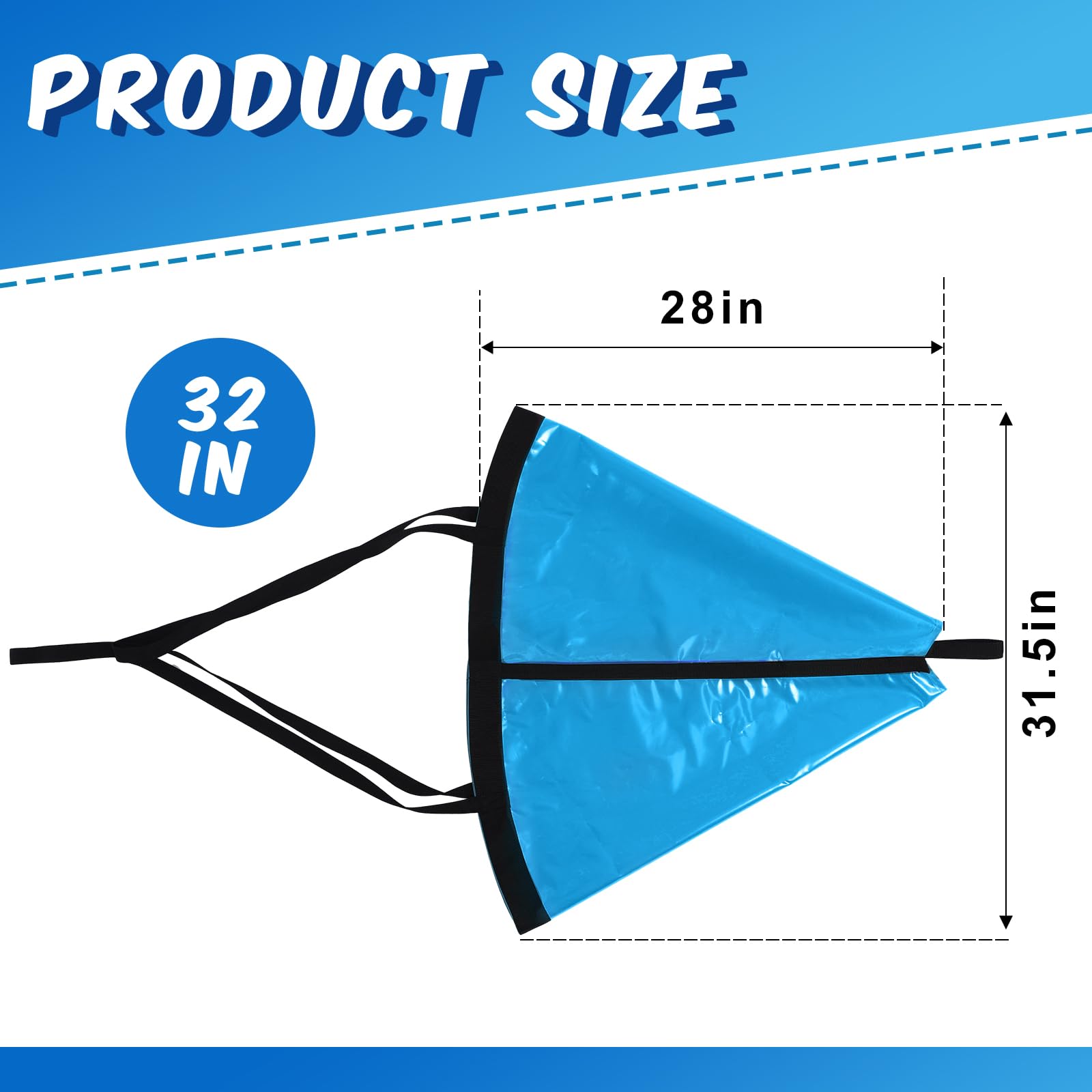 Tandefio Heavy Duty 250D Nylon Sea Anchor Drift Sock - Fishing Boat Drogue for Trolling, Kayak & Pontoon | Marine-Grade Parachute Drift Anchor for Inflatable Boats & Sailboats | Perfect for Offshore Fishing, Storm Conditions & Watercraft Stabilization