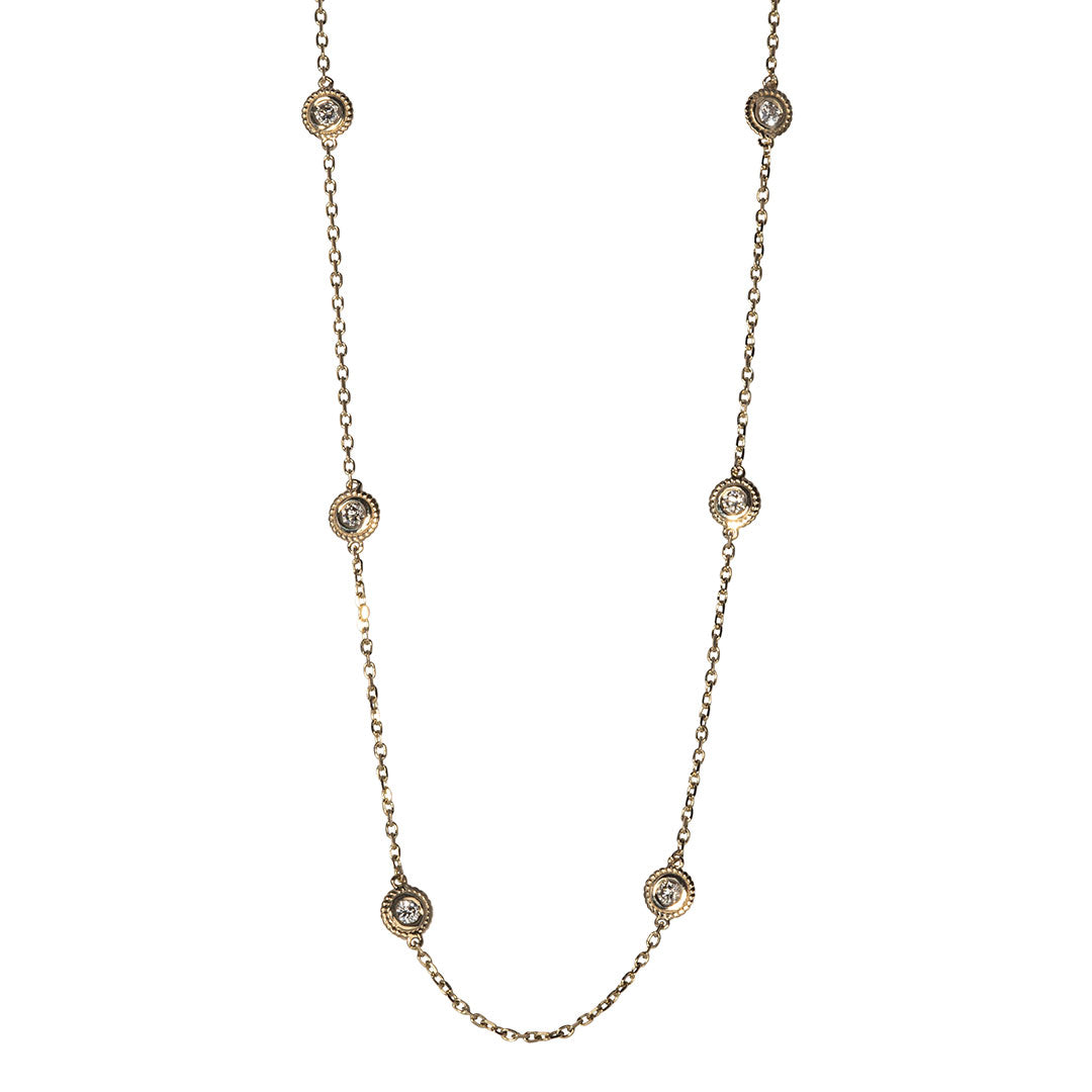 0.75ctw Diamond by the Yard 10 Station 14K Yellow Gold Necklace for Women - Elegant Layered Chain Jewelry Gift for Anniversary, Wedding & Special Occasions