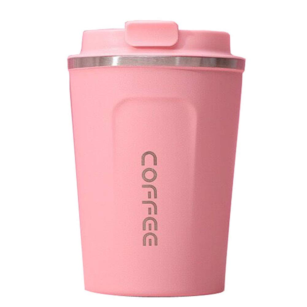 Premium Stainless Steel Travel Mug - 13oz Double Wall Vacuum Insulated Tumbler with Leak-Proof Lid (Pink) - Keeps Drinks Hot/Cold for Hours - Perfect for Commuting, Camping & Office Use