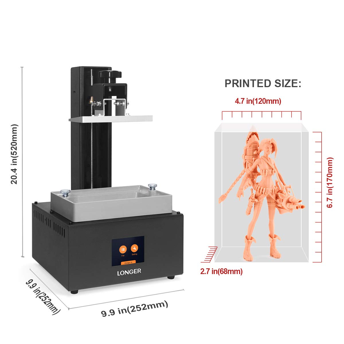 LGT Longer Orange 30 SLA 3D Printer with 2K High Precision LCD Screen | Upgraded Parallel UV LED Light & Fast Cooling System | Large Build Volume 4.72