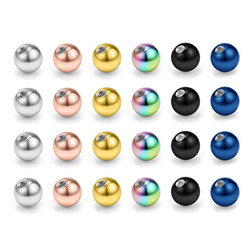 VCMART 16G 3mm & 14G 5mm Externally Threaded Piercing Balls - Replacement Body Jewelry for Nipple, Industrial, Tongue, Belly, Nose, Lip & Ear Piercings - Perfect for Professional Use & Body Modification