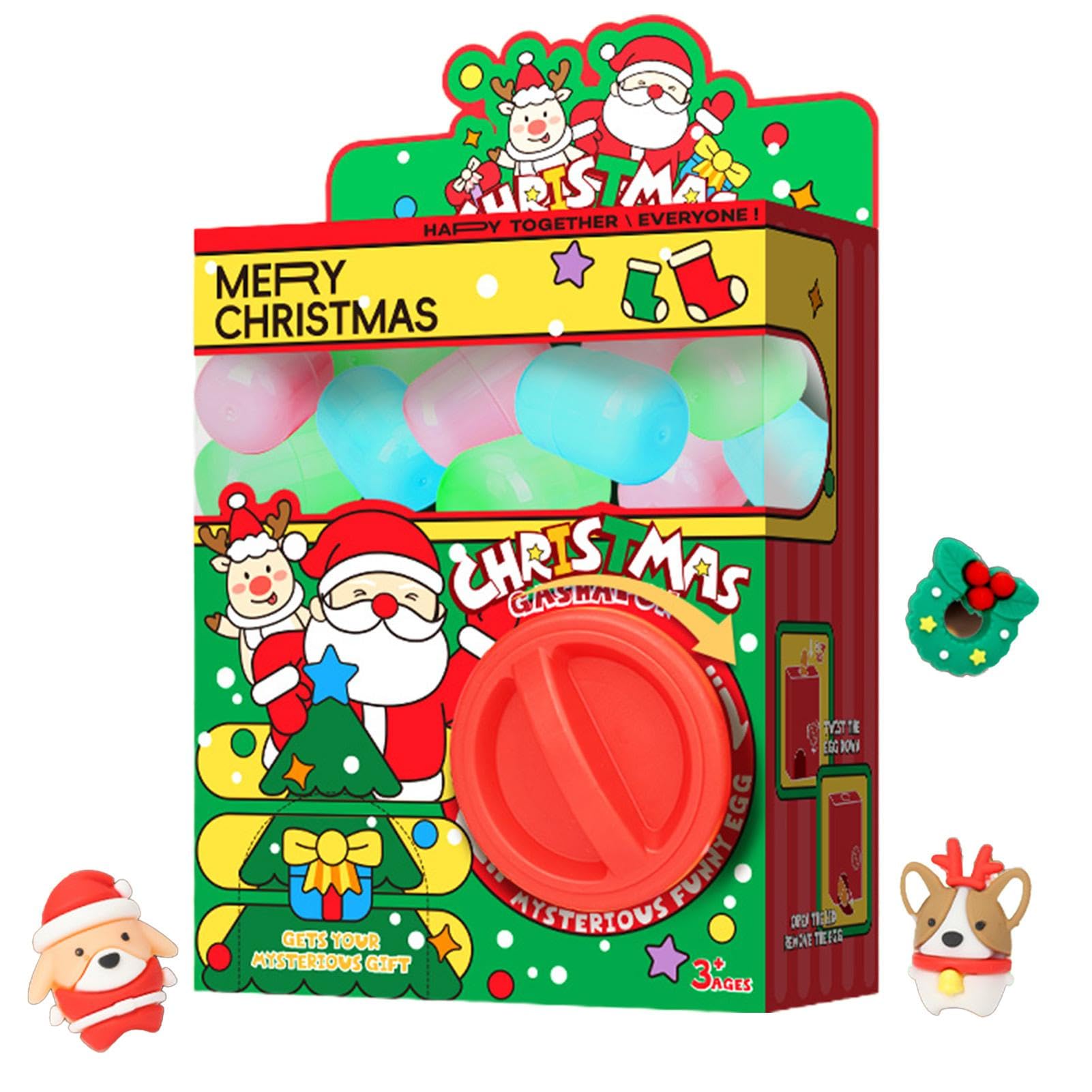 Huayeex Mini Gashapon Toy Claw Machine - Christmas Candy Dispenser with 6 Prize Eggs | Fun Arcade-Style Game for Kids Birthday Parties, Carnival Prizes & Family Entertainment