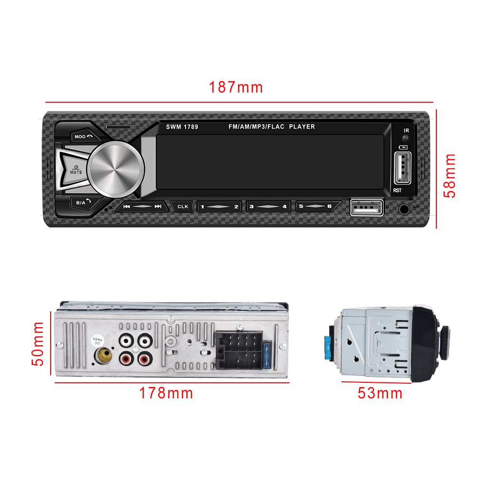 Rimoody Single Din Car Stereo with Bluetooth, FM Radio, MP3 Player - USB/SD/AUX Input, Hands-Free Calling & Remote Control - Perfect for Upgrading Your Car Audio System on Road Trips & Commutes