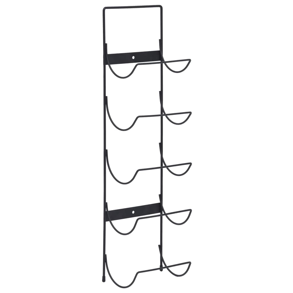 vidaXL Wall Mounted 5-Bottle Wine Rack - Durable Black Iron Wine Storage - Space Saving Home Bar Decor - Perfect for Kitchen, Dining Room & Wine Cellar Organization