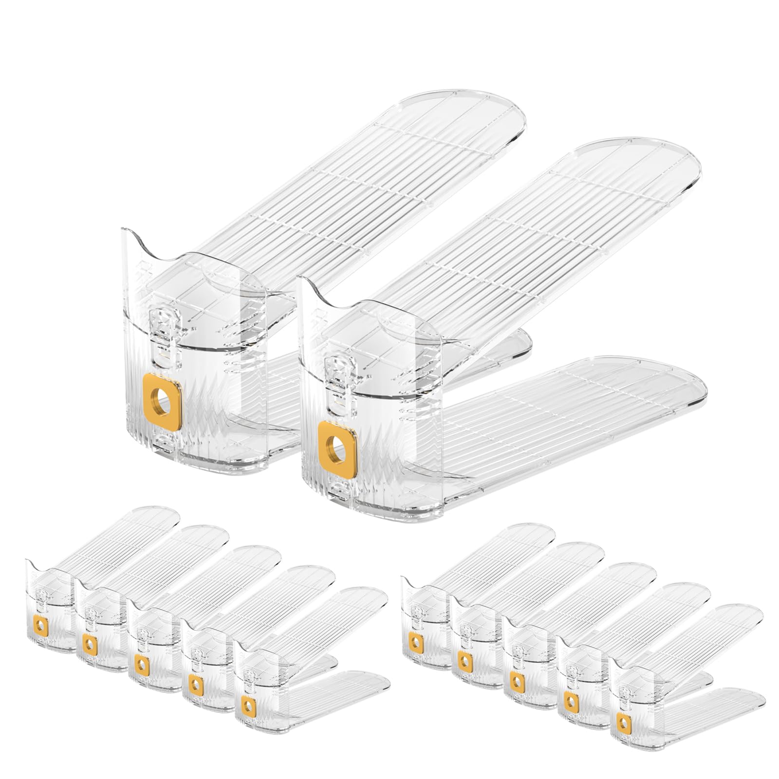 CiBiZi Clear Shoe Organizers - 12 Pack Stackable Shoe Rack for Closet, Space Saving Shoe Display Shelf for Sneakers, Heels & Boots | Perfect for Bedroom, Entryway & Walk-in Closet Organization