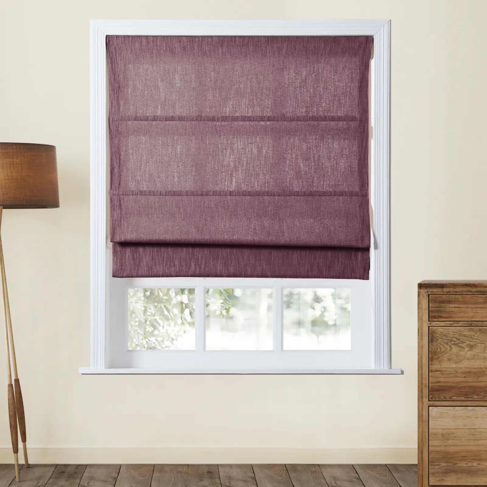 Cloe Cotton Blend Cordless Roman Shade - Blackout Window Treatment for Bedroom & Living Room - Plus Size Home Decor