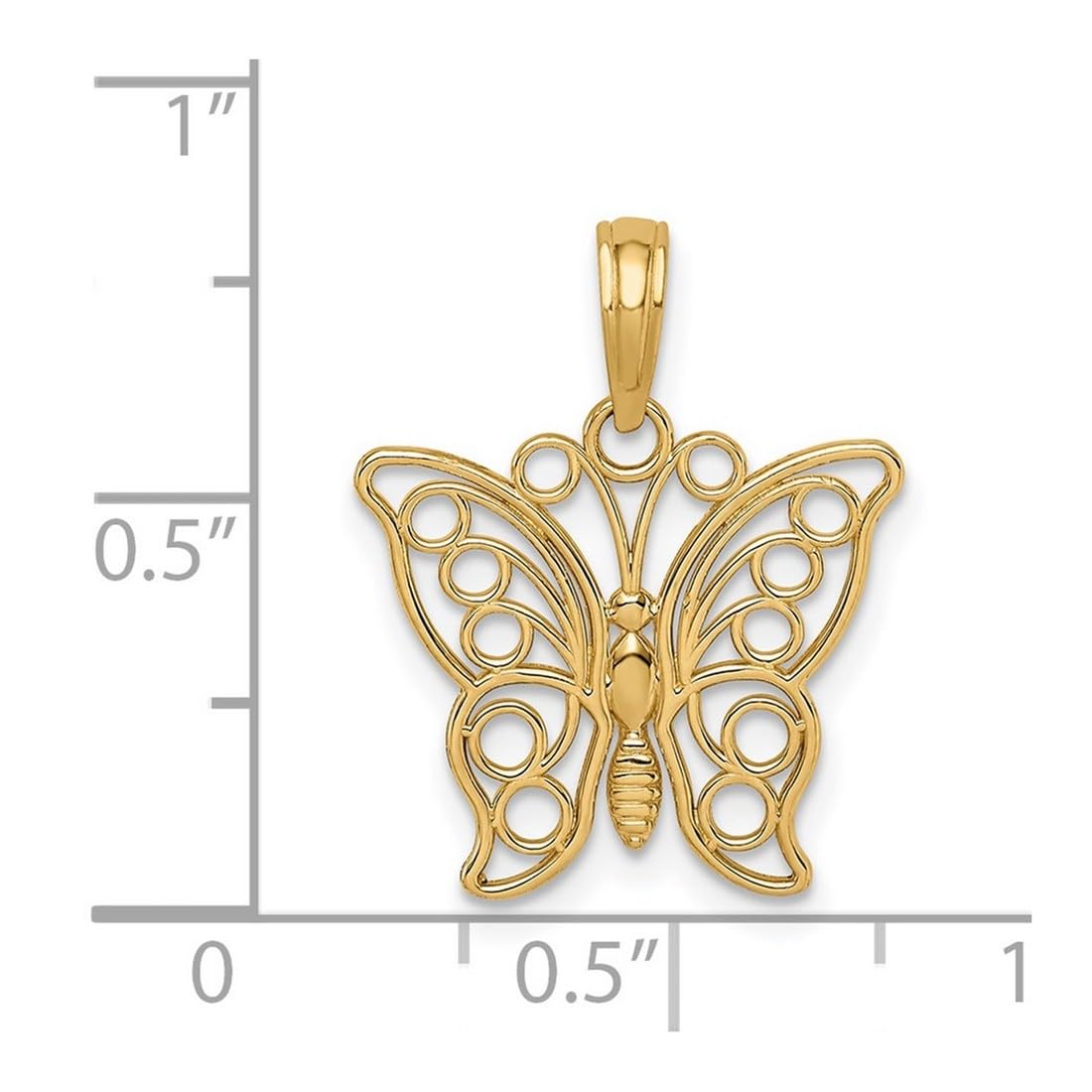14K Yellow Gold Butterfly Angel Wings Pendant Necklace for Women - Elegant Cut-Out Design, 20x16mm Wide, Perfect for Gifts, Anniversaries & Special Occasions