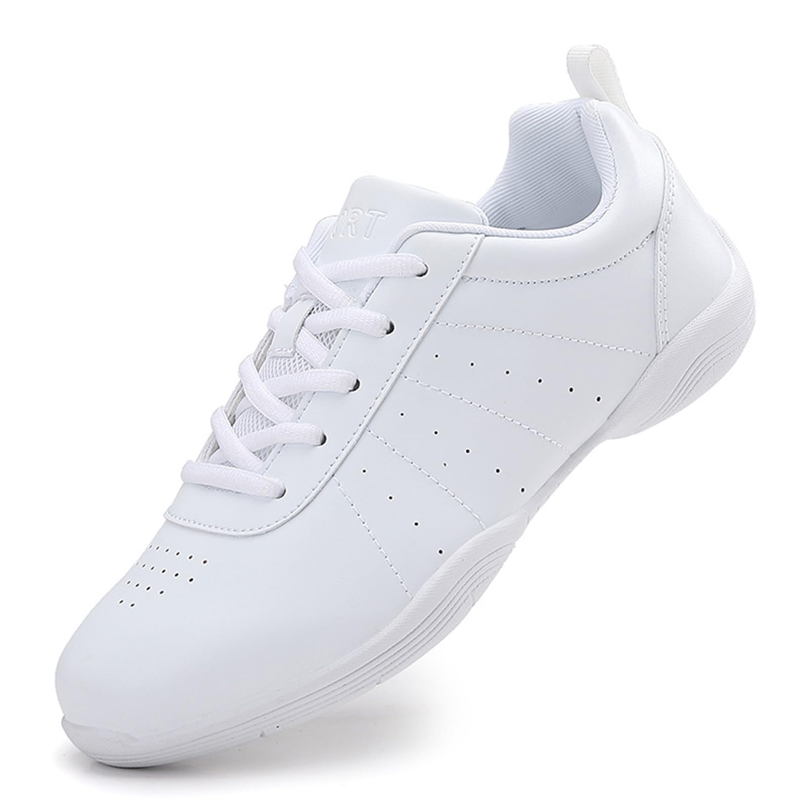 iHinzry Girls' Cheerleading Shoes - Breathable Lightweight White Cheer Sneakers for Women - Perfect for Cheerleading, Dance, Tennis, Athletic Training & Walking