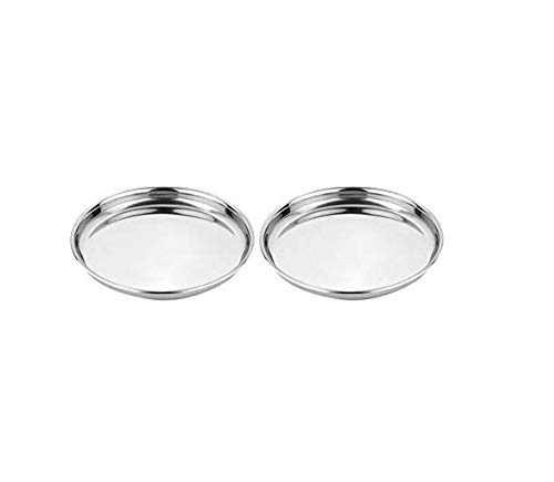 Premium Stainless Steel Dinner Plates Set of 2 - 12 Inch (30.5 cm) Durable Camping Mess Trays - Dishwasher Safe & Rustproof for Outdoor Picnics, RV Trips, and Backpacking Adventures