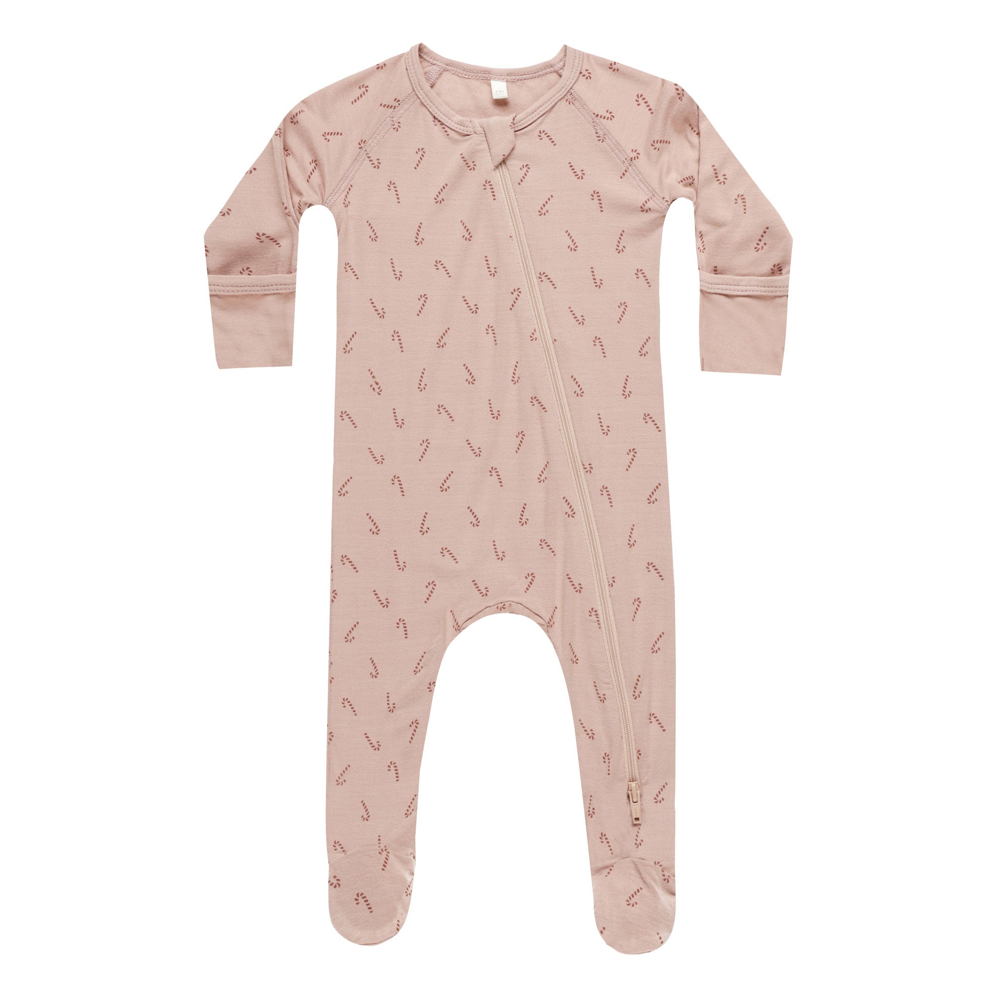 Bamboo Zip Footie Pajamas for Babies - Candy Cane & Blush Striped Pattern | Soft Organic Sleepwear for Infants & Toddlers | Perfect for Winter Nights, Holiday Photos & Cozy Bedtime