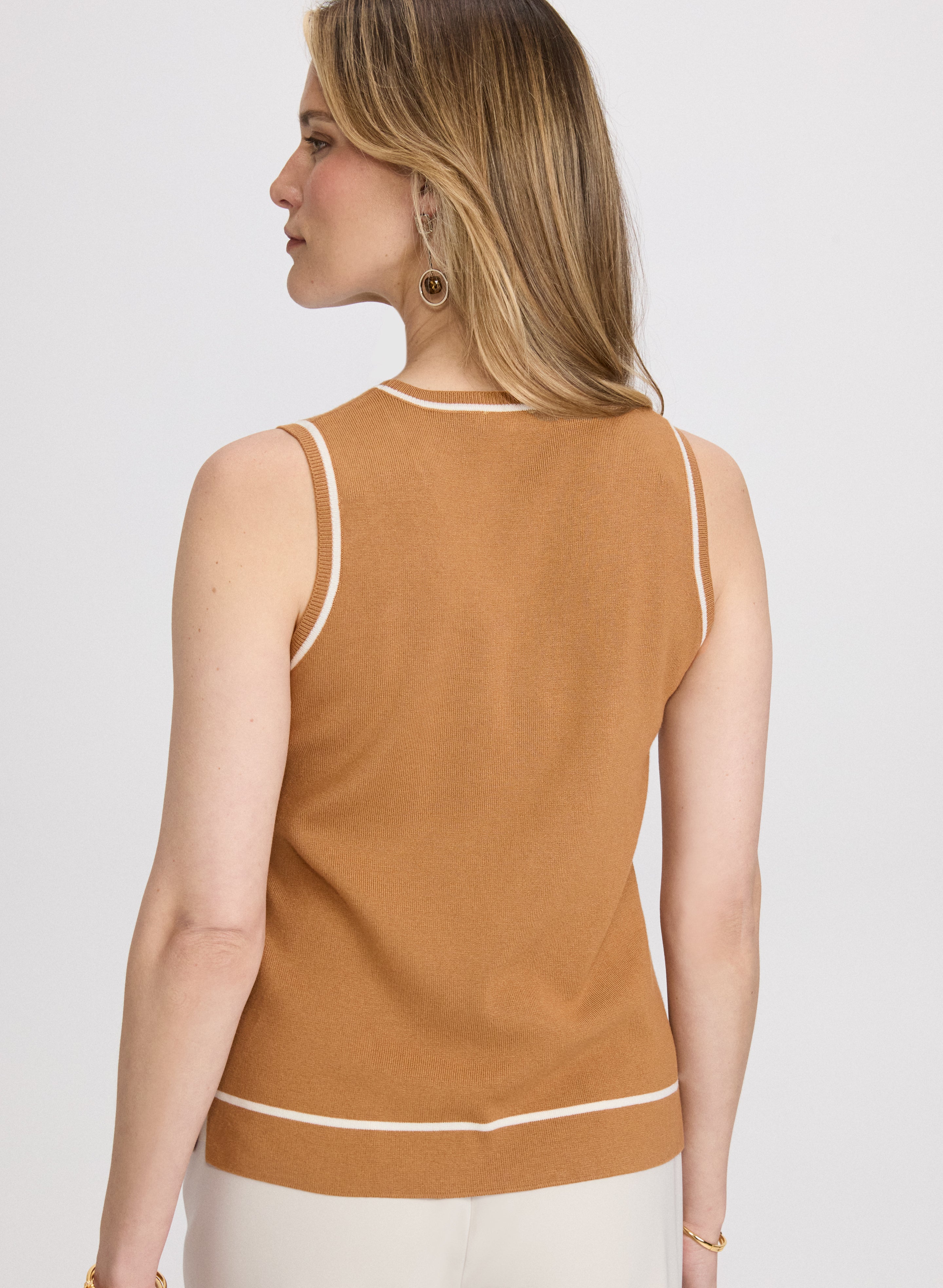 Stylish Contrast Trim Knit Tank Top for Women - Trendy Summer Casual Wear for Outfits & Layering