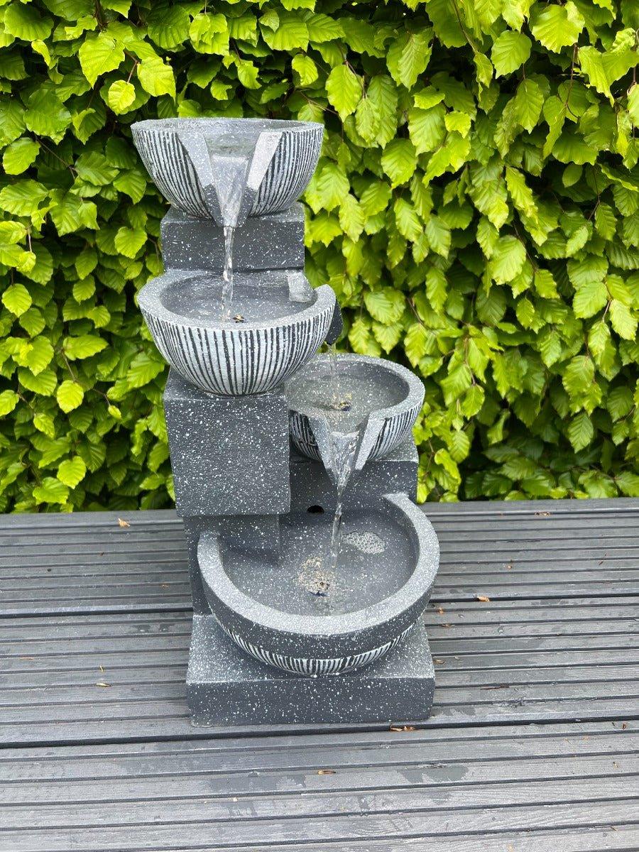 4-Tier Solar-Powered LED Water Fountain with Cascading Water Bowls - 47
