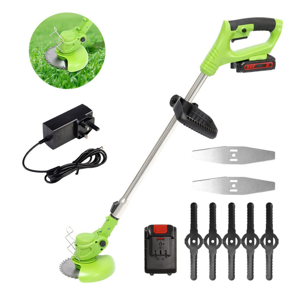 24V Cordless Electric Grass Trimmer - Heavy Duty Weed Wacker & Brush Cutter - Rechargeable Garden Tool for Lawn Care, Yard Maintenance & Landscaping (Ideal for Homeowners & Professional Landscapers)