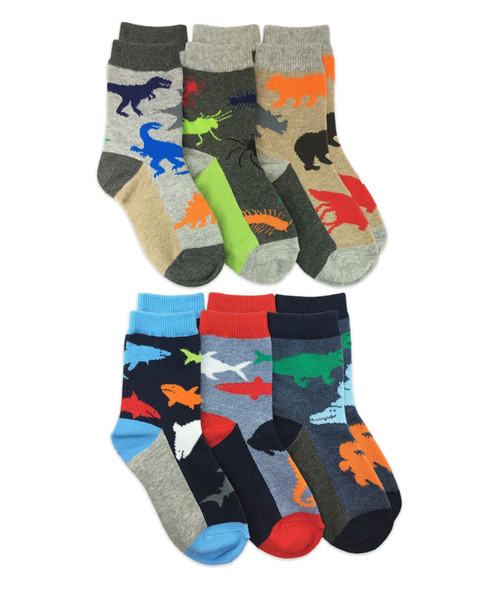 Jefferies Fun Animal Print Cotton Crew Socks - 6 Pairs Pack (Assorted Designs) - Soft Comfortable Socks for Men, Women & Kids - Perfect for Casual Wear, Gifts and Everyday Use