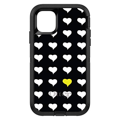 Yellow White Black Repeating Hearts On Black Case