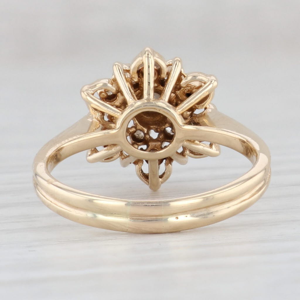 0.47ctw Diamond Cluster Flower Ring 14k Yellow Gold Size 6.75 - Elegant Engagement Ring for Women, Wedding Proposal, Anniversary Gift, Valentine's Day Present