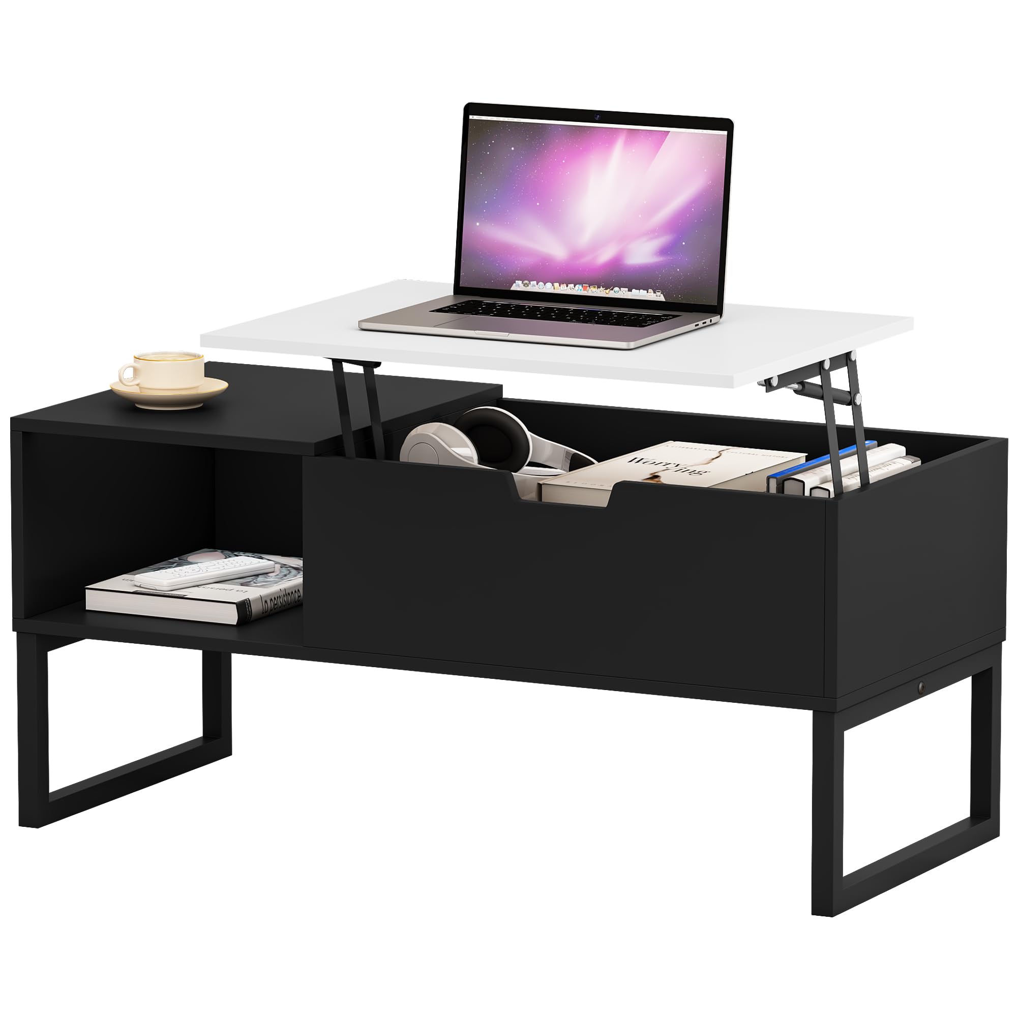Modern Black Lift-Top Coffee Table - 40