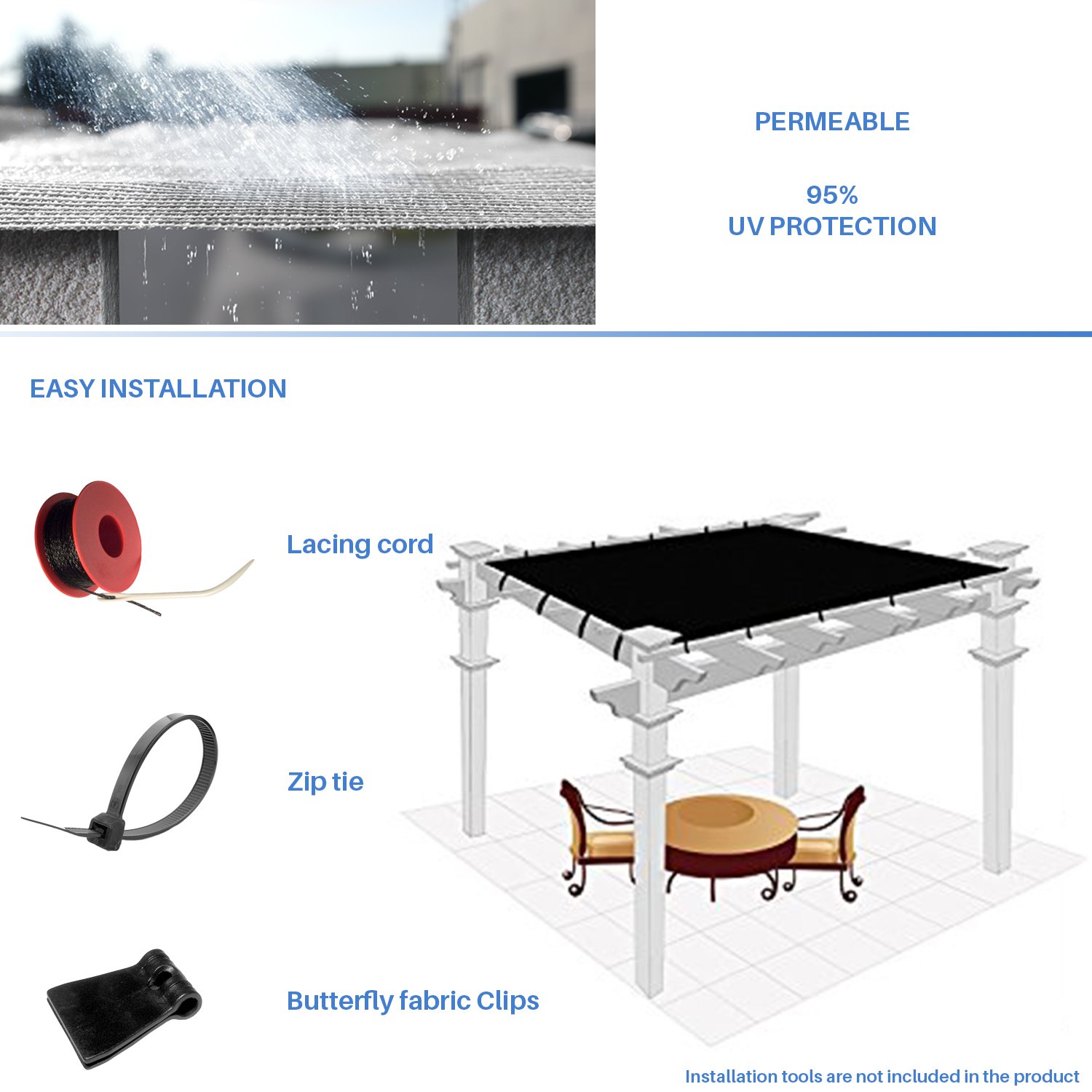 E&K Sunrise 12' x 99' Sun Shade Fabric Roll - UV Resistant Outdoor Shade Cloth for Pergola, Backyard, Garden, Patio, Deck & Greenhouse Cover - Light Gray - Perfect for Sun Protection & Temperature Control in Outdoor Spaces