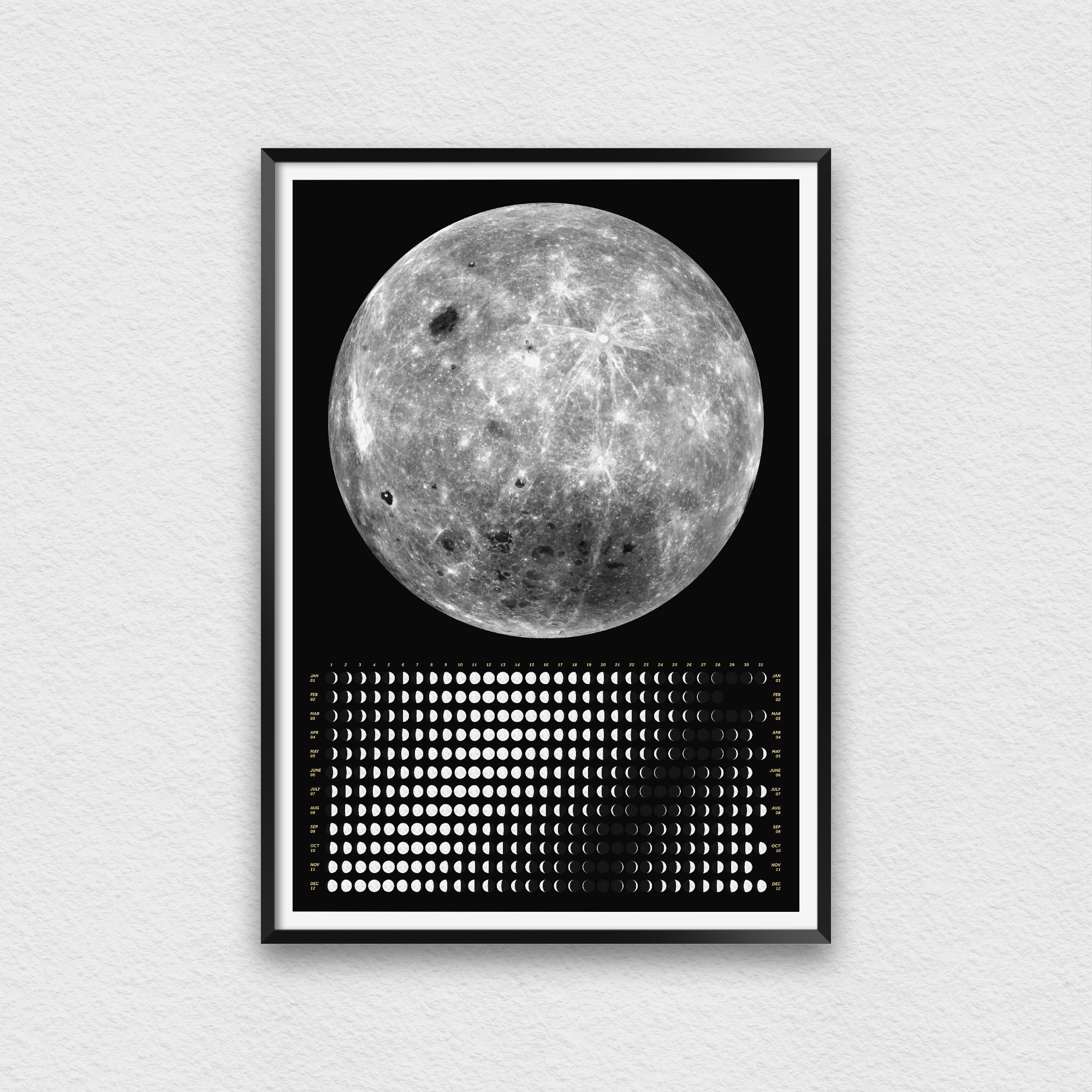 2025 Moon Phase Calendar - Vertical Unframed Lunar Wall Art for Home & Office Decor | Perfect for Astronomy Enthusiasts, Feng Shui & Gift Giving