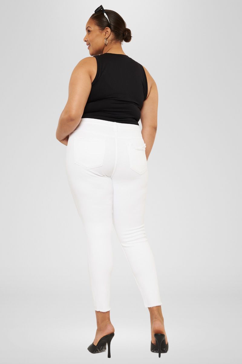 Luxury Mid Rise Ankle Skinny Jeans for Women - Plus Size 14-24, Stretchy Comfort Denim Pants for Casual Wear & Night Out