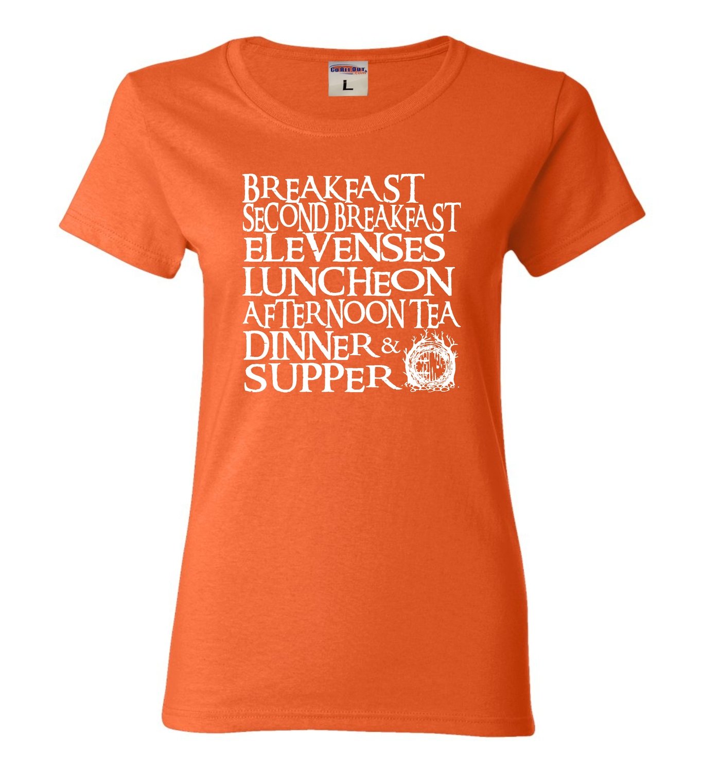 Go All Out Women's The Seven Daily Meals Graphic T-Shirt - Casual Cotton Tee for Everyday Wear, Workout, and Lounge