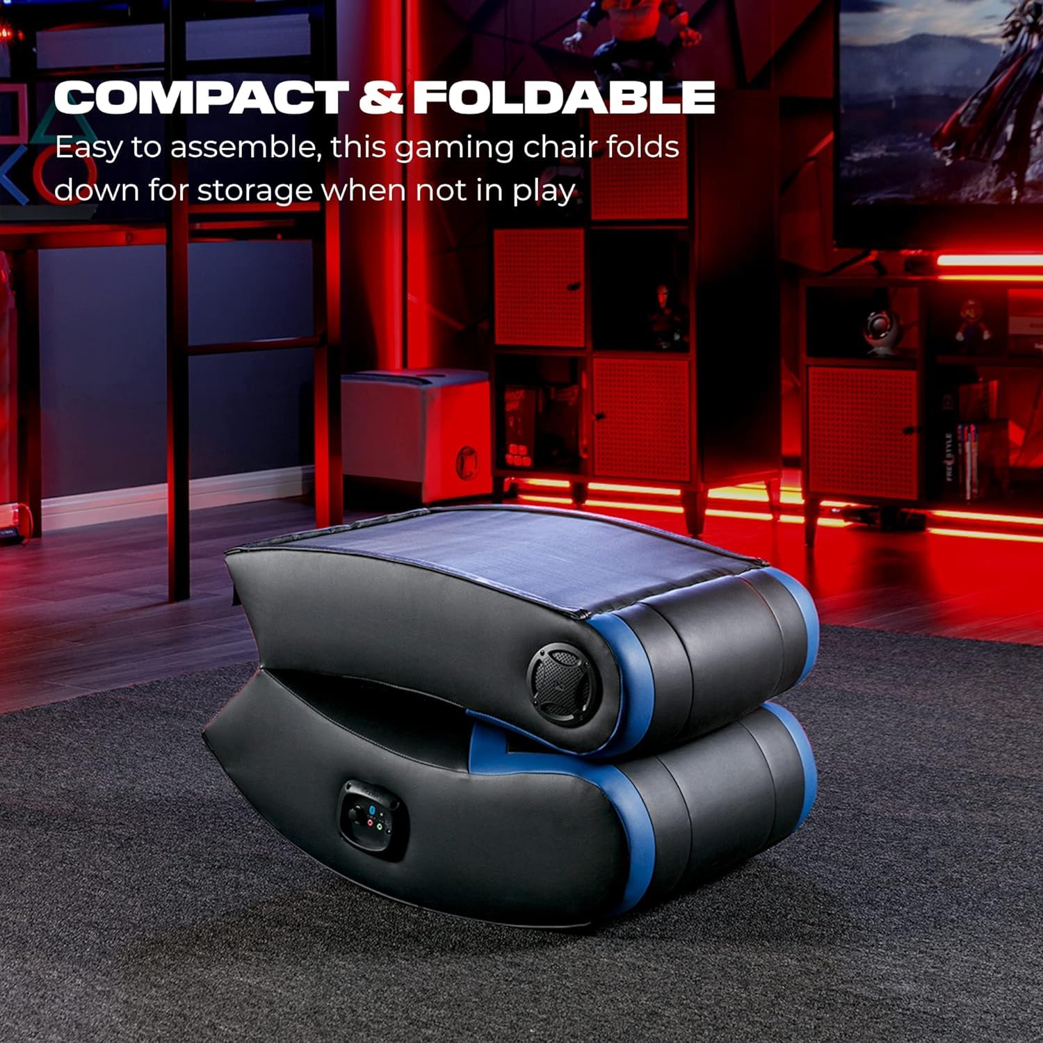 X Rocker Video Gaming Floor Rocker Chair with Built-in Audio Speakers - Foldable Ergonomic Design for Bedroom, Game Room or Living Room - Perfect Gift for Gamers, Boys, Girls & Teens Ages 5-17 - Great for Gaming, Movie Nights & Relaxation