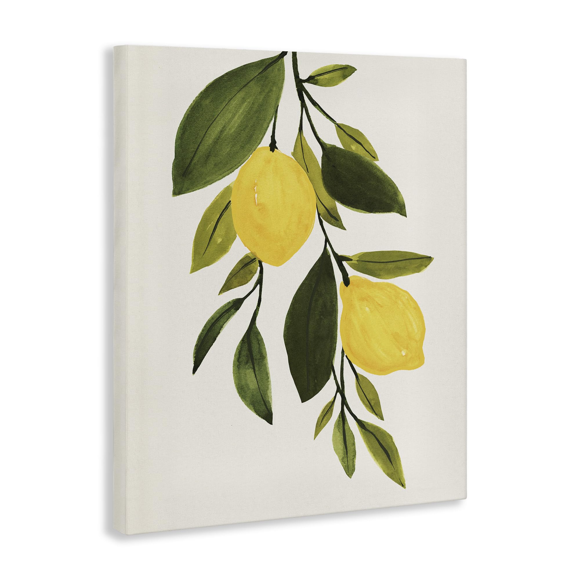 Annie Warren Designed Simple Yellow Country Lemon Leaf Citrus Fruit Art Print - Perfect for Kitchen, Bathroom, and Farmhouse Decor