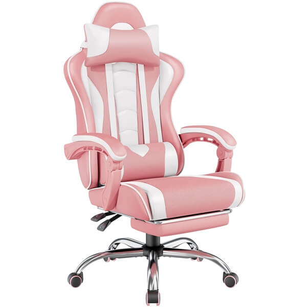 Yaheetech Ergonomic Gaming Chair with Lumbar Support - Adjustable Height & Reclining Backrest for PC, Office & Home Use - Comfortable Racing Style Chair for Gamers & Professionals