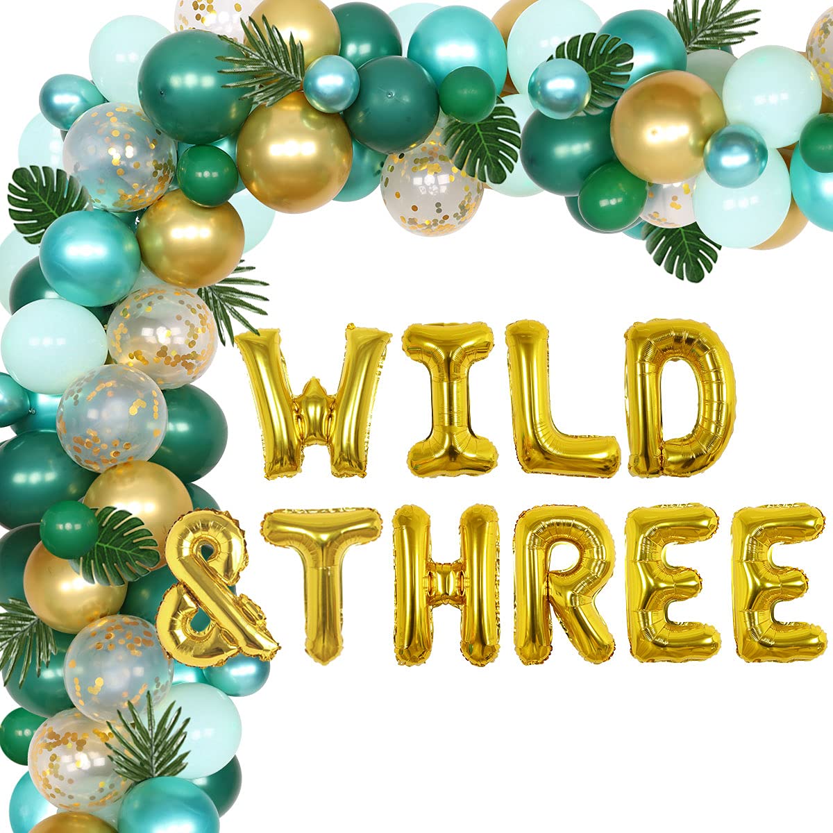 Jungle Safari 3rd Birthday Party Decorations for Boys - Wild Animal Theme Balloon Garland Arch Kit with Leaves | Perfect for 3 Year Old Birthday Party, Baby Shower & Jungle Themed Events