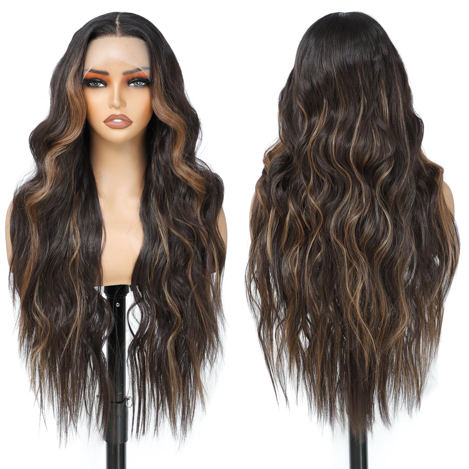 13x4x1 HD Lace Pre-Plucked Middle Part Synthetic Wig - Glueless Ready-to-Wear 26