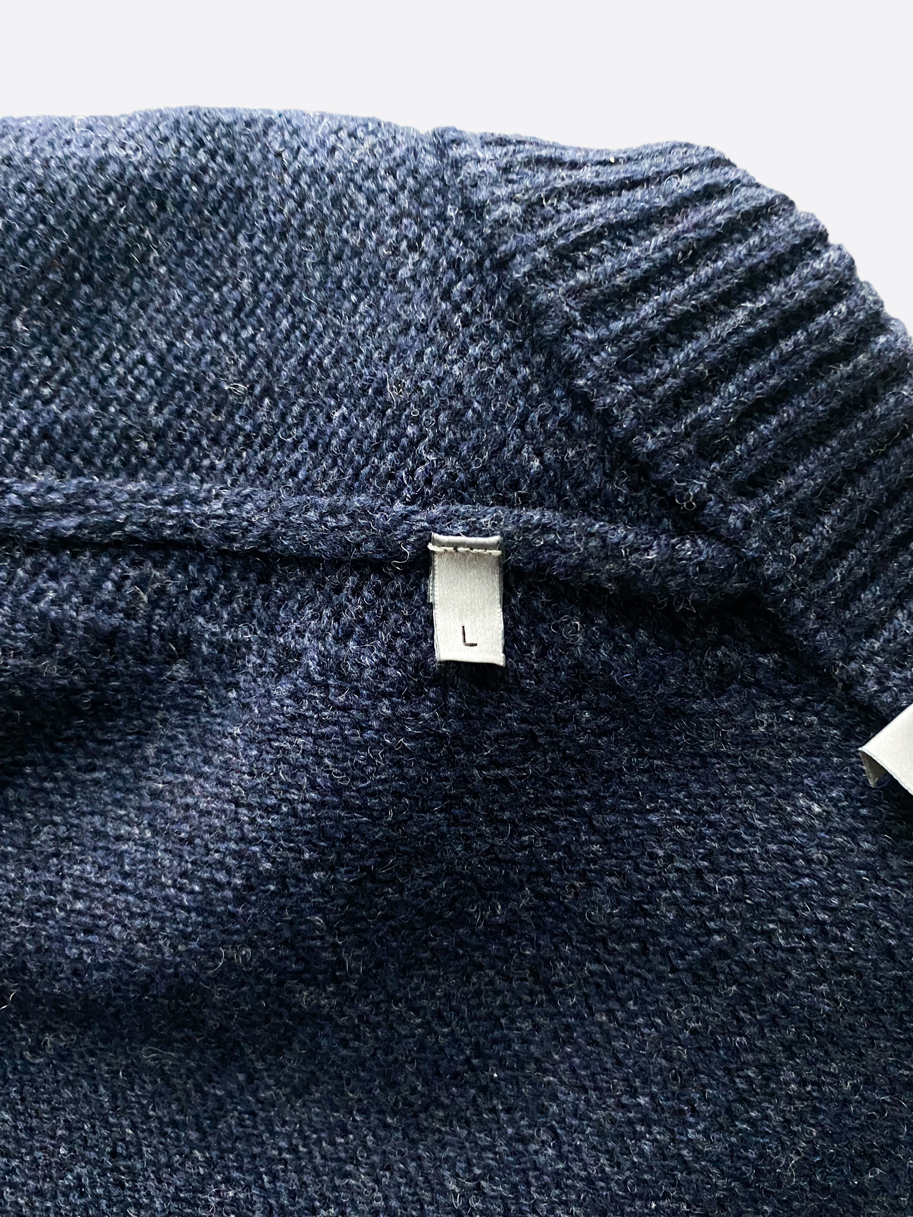 Dior Navy Atelier Wool Knitted Sweater for Women - Luxury Cashmere Pullover Winter Fashion - Perfect for Office, Date Night & Holiday Parties