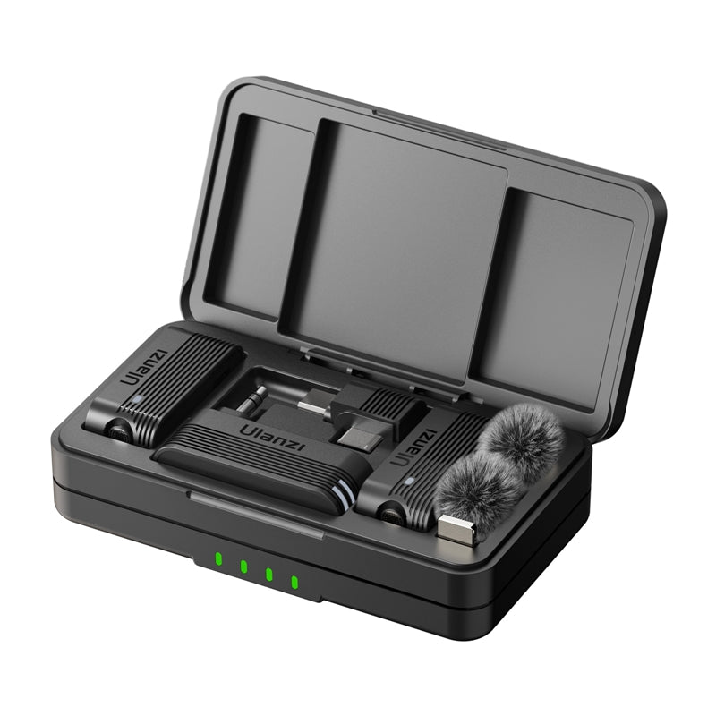 Ulanzi A100 Wireless Lavalier Microphone for iPhone Android - Clip-on Omnidirectional Mic with Noise Reduction for YouTube, Vlogging, Live Streaming & Interviews