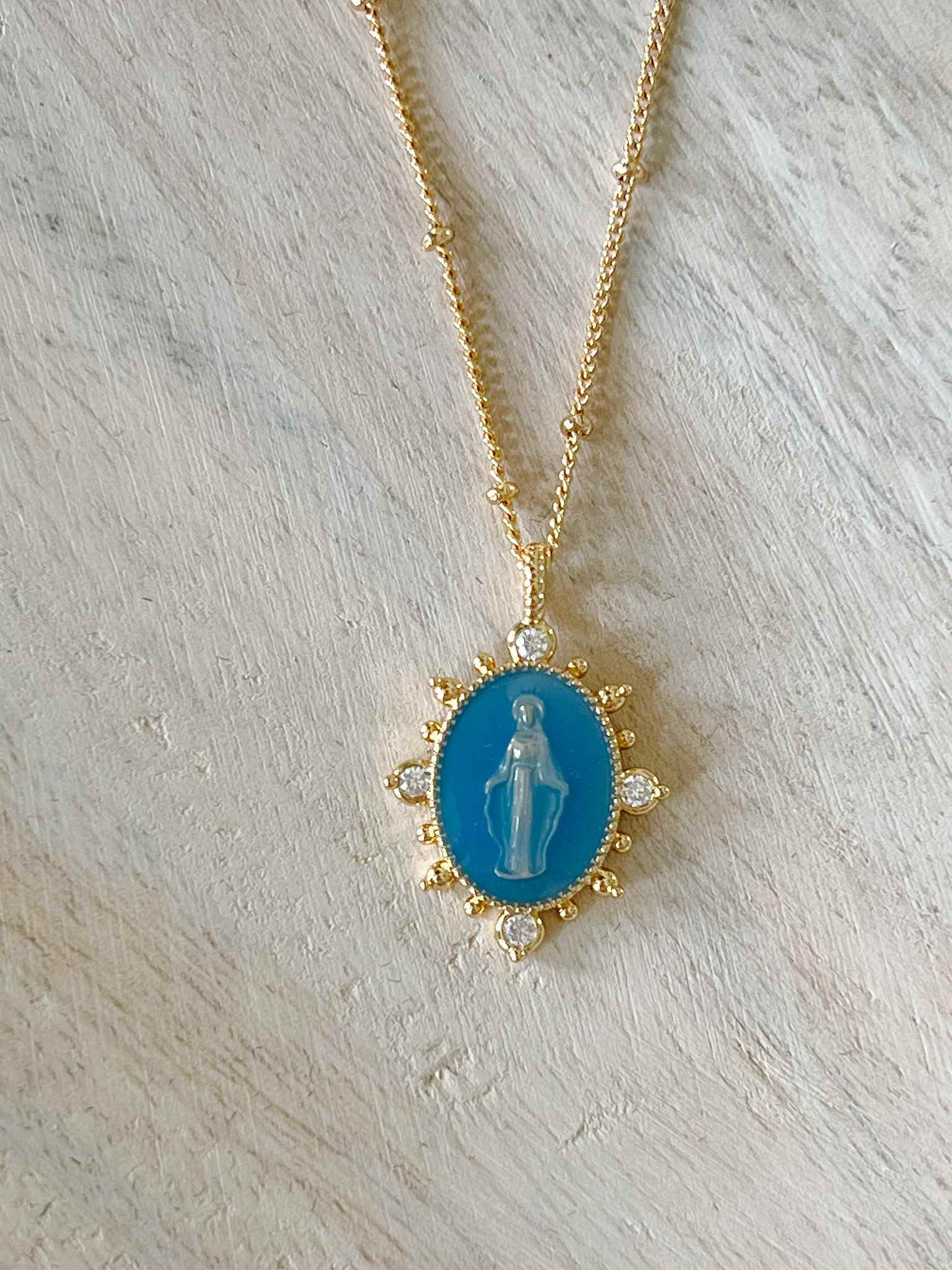 Lady Lourdes Necklace - Elegant French Blue Pendant for Women | Perfect for Daily Wear, Gifts & Special Occasions
