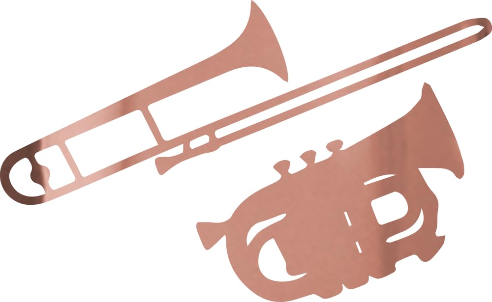 Premium Rose Gold Baritone Trombone Vinyl Decal Stickers (Set of 2) - Waterproof, Durable for Laptop, Phone, Helmet, Car, Mug, Wall Decor | Perfect for Musicians, Band Members & Music Lovers' Accessories