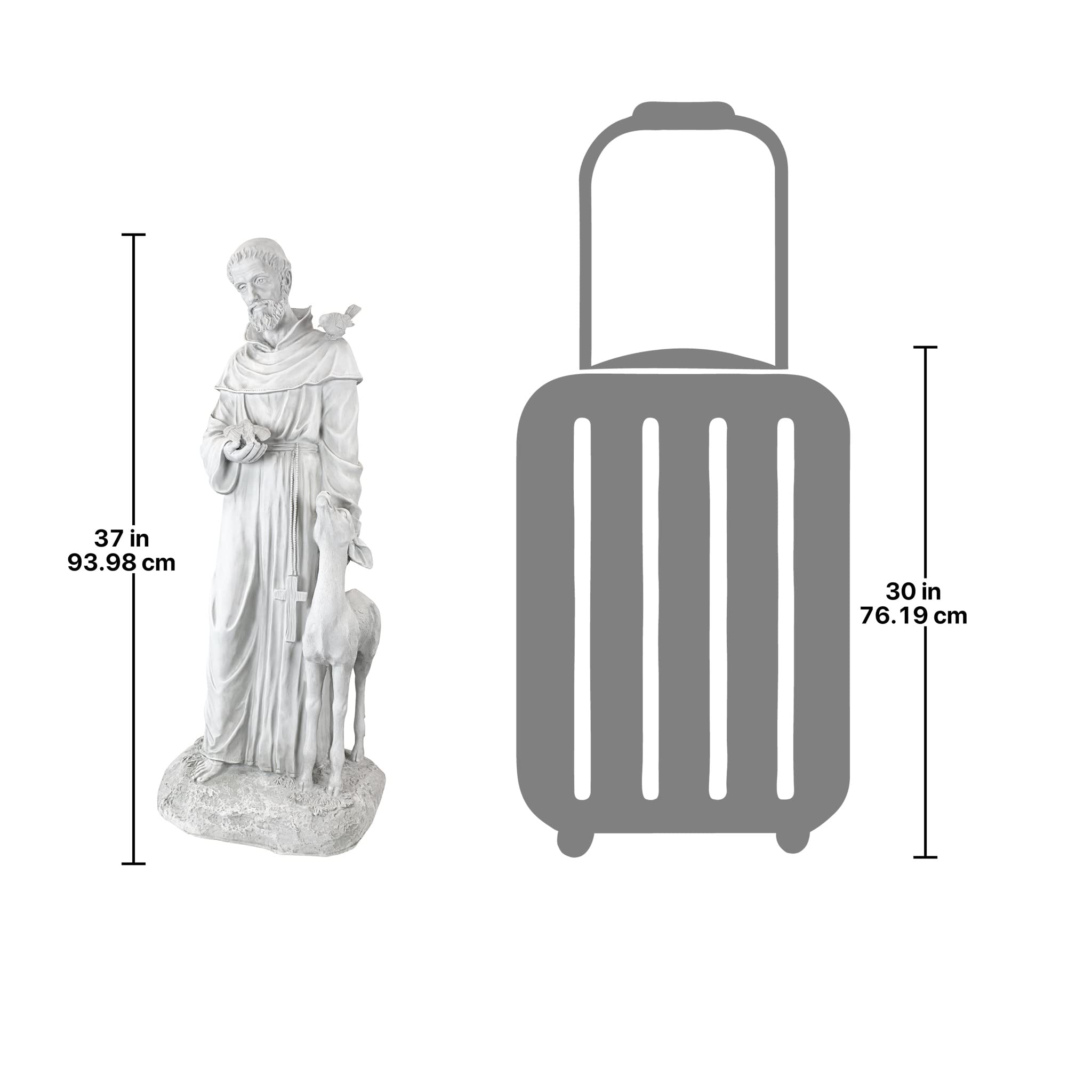 Design Toscano St. Francis of Assisi Garden Statue - 37 Inch Tall Patron Saint of Animals Outdoor Religious Decor, Cast Stone Resin with Antique Finish - Perfect for Garden, Patio, Church or Yard Decoration