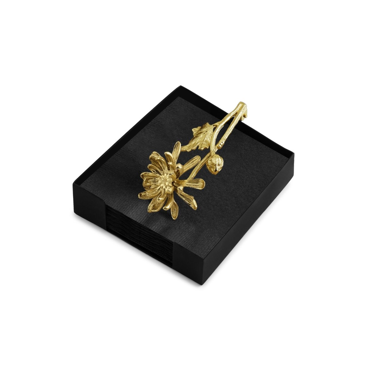 Elegant Dahlia Cocktail Napkin Holder - Floral Design Table Decor for Parties, Weddings & Home Entertaining
