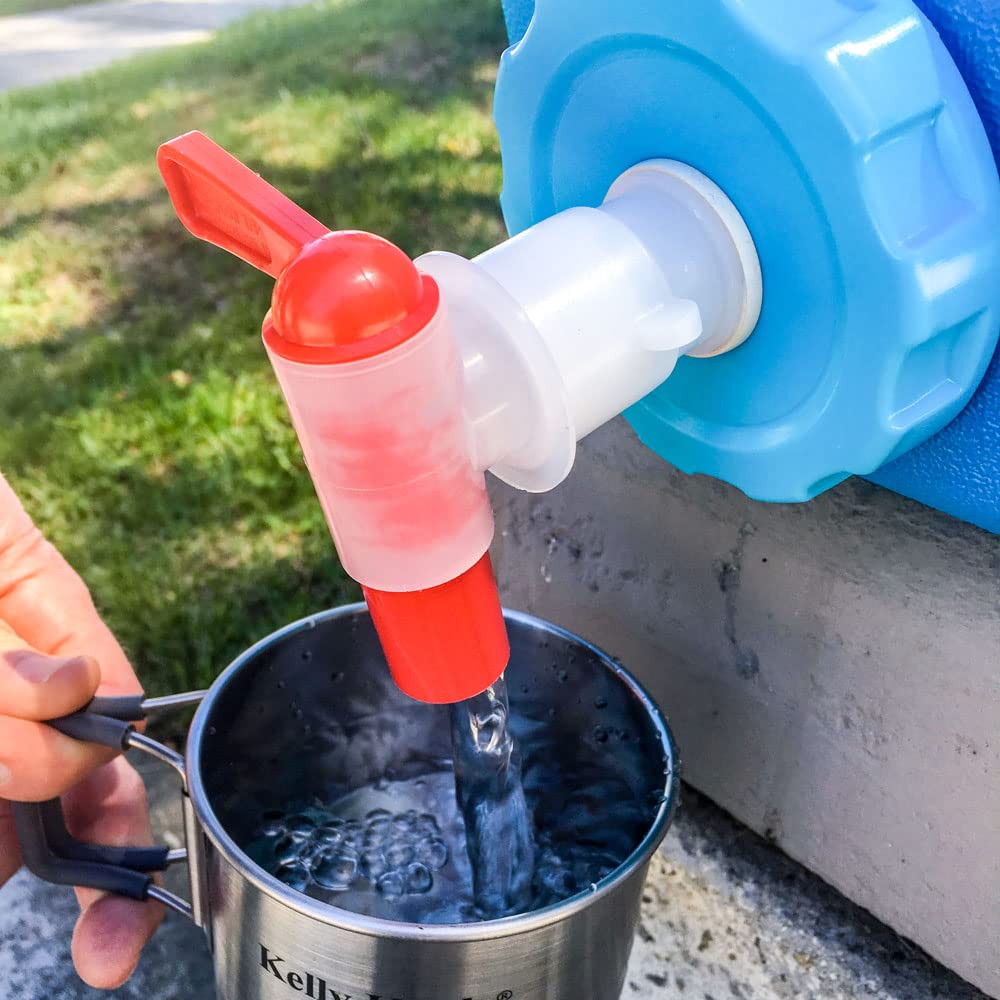 AquaBrick 3 Gallon Emergency Water Storage Containers with Ventless Spigot - 100% Leak Proof, Stackable & Portable for Long Term Water and Food Storage (20 lbs Capacity) - Perfect for Camping, Emergency Preparedness, and Outdoor Adventures (6-Pack with Spigot Included)