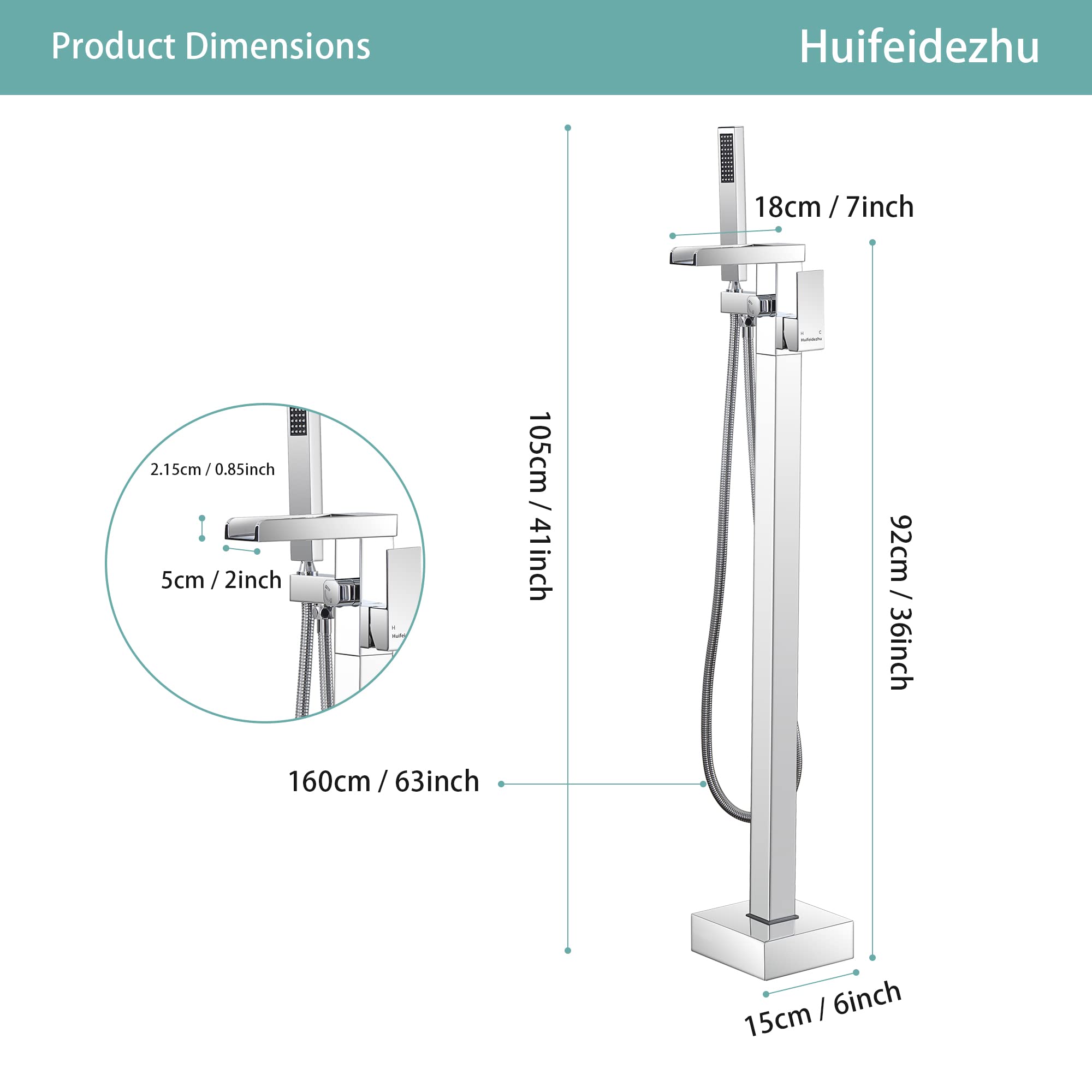 Freestanding Bathtub Faucet with Hand Shower - Chrome Floor Mount Tub Filler with Handheld Sprayer - Solid Brass Single Handle Bathroom Faucet Set for Luxury Soaking Tubs - Perfect for Modern Spa Bathrooms and Master Suite Renovations