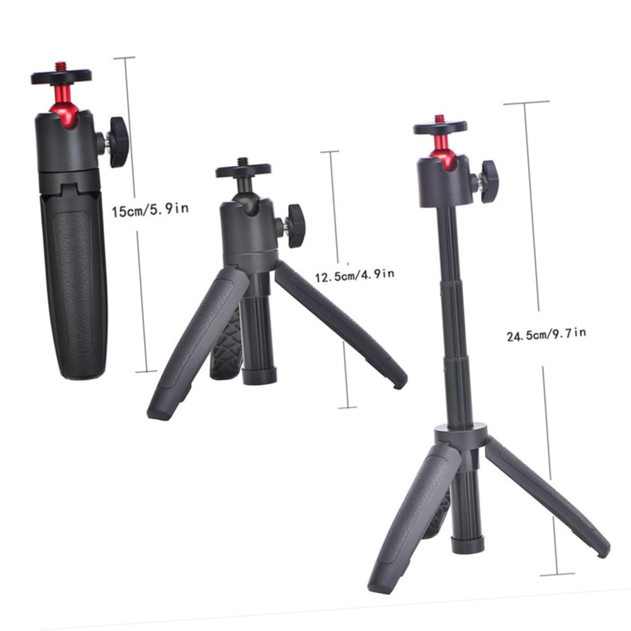 Jojofuny 3-Pack PTZ Outdoor Aluminum Alloy Extendable Sports Camera Desktop Monopods - Adjustable Phone Tripod Holder & Bracket for Cell Phone, PC, Mini Camera - Perfect for Vlogging, Live Streaming & Outdoor Photography