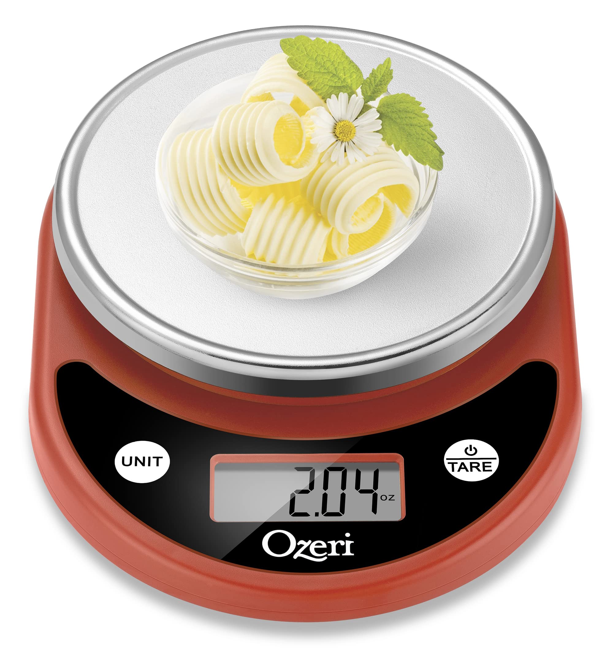 Ozeri Pronto Digital Kitchen Scale - Multifunction Food Scale with Precise Measurements in Burnt Ochre - Perfect for Baking, Cooking, and Portion Control