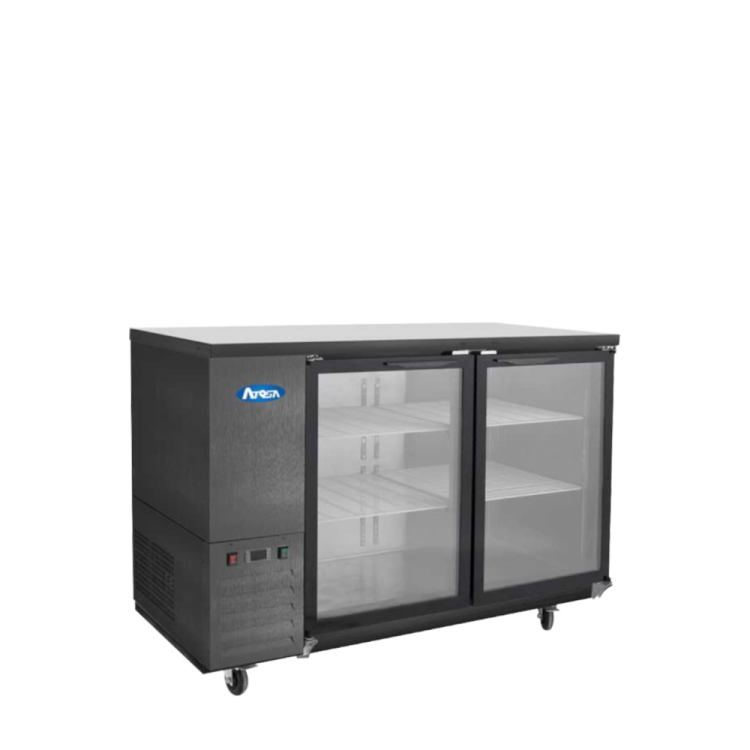 Atosa SBB59GGRAUS2 59-Inch Commercial Glass Door Back Bar Cooler - Black Exterior for Restaurants, Bars & Cafes - Energy Efficient Beverage Refrigerator